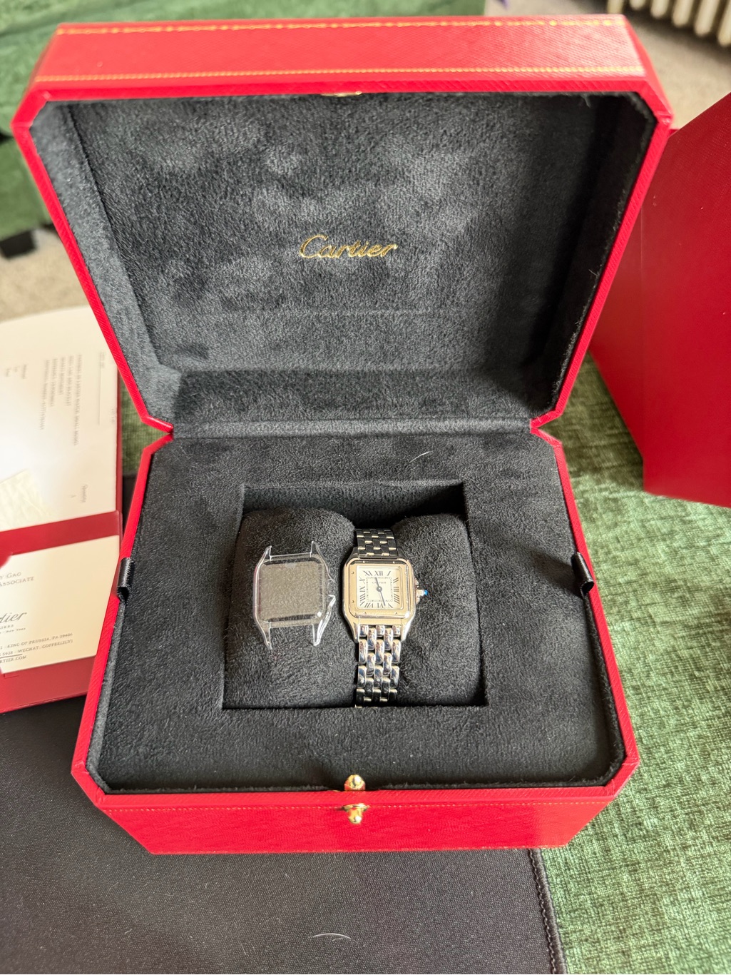 Cartier Red And Black Presentation Watch Box With Stainless Steel Panthre